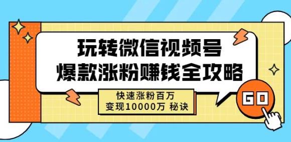 玩转微信视频号爆款涨粉赚钱全攻略，快速涨粉百万变现万元秘诀-白马科技