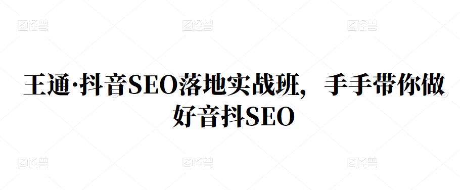 王通·抖音SEO落地实战班，手‬手带你做好音抖‬‬SEO-知一项目网