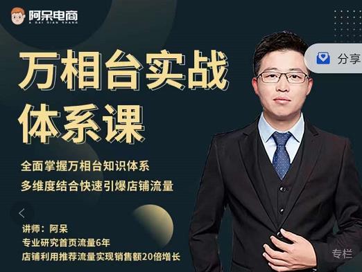 阿呆-万相台实战体系课，帮您全面掌握万相台知识体系-白马科技