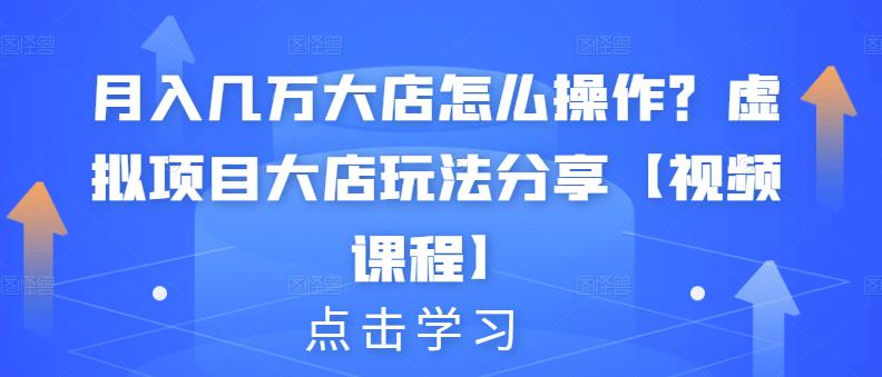 月入几万大店怎么操作？虚拟项目大店玩法分享【视频课程】-知一项目网