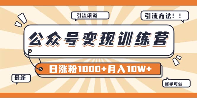 【某公众号变现营第二期】0成本日涨粉1000 让你月赚10W （8月24号更新）-知一项目网