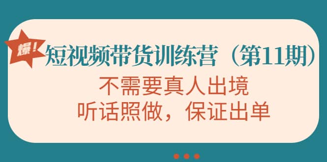 短视频带货训练营（第11期），不需要真人出境，听话照做，保证出单-白马科技