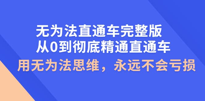 无为法直通车完整版：从0到彻底精通直通车，用无为法思维，永远不会亏损-知一项目网
