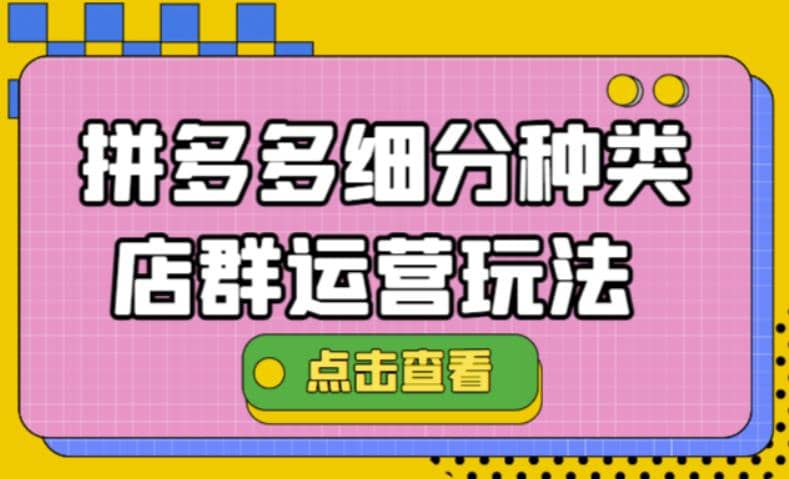 拼多多细分种类店群运营玩法3.0，11月最新玩法，小白也可以操作-知一项目网