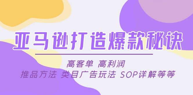 亚马逊打造爆款秘诀：高客单 高利润 推品方法 类目广告玩法 SOP详解等等-白马科技