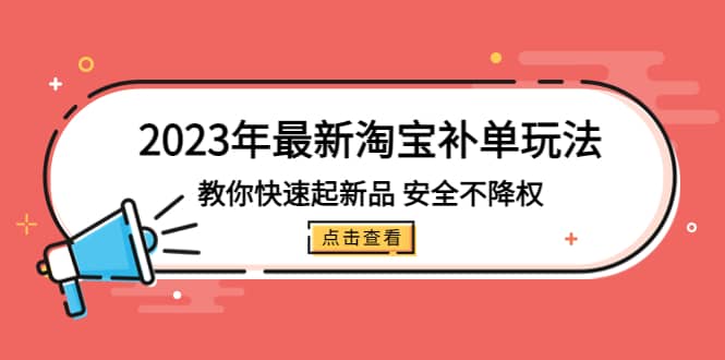 2023年最新淘宝补单玩法，教你快速起·新品，安全·不降权（18课时）-知一项目网