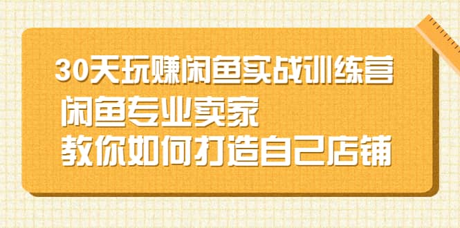 30天玩赚闲鱼实战训练营，闲鱼专业卖家教你如何打造自己店铺-知一项目网