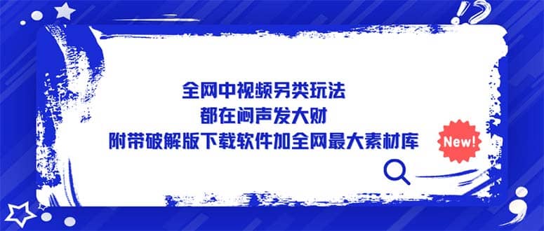 全网中视频另类玩法，都在闷声发大财，附带下载软件加全网最大素材库-知一项目网
