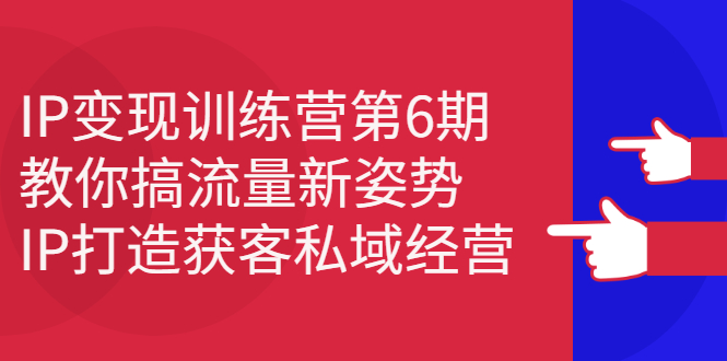 IP变现训练营第6期：教你搞流量新姿势，IP打造获客私域经营-知一项目网