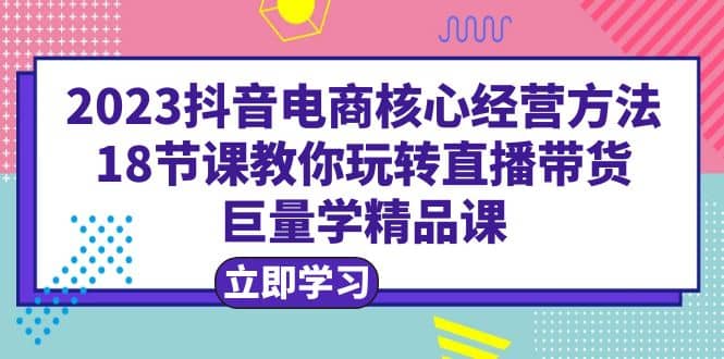 2023抖音电商核心经营方法：18节课教你玩转直播带货，巨量学精品课-白马科技