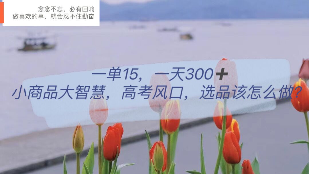 一单15，一天300 ，小商品大智慧，高考风口，选品该怎么布局-白马科技