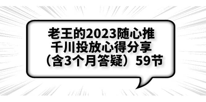 老王的2023随心推 千川投放心得分享（含3个月答疑）59节-知一项目网