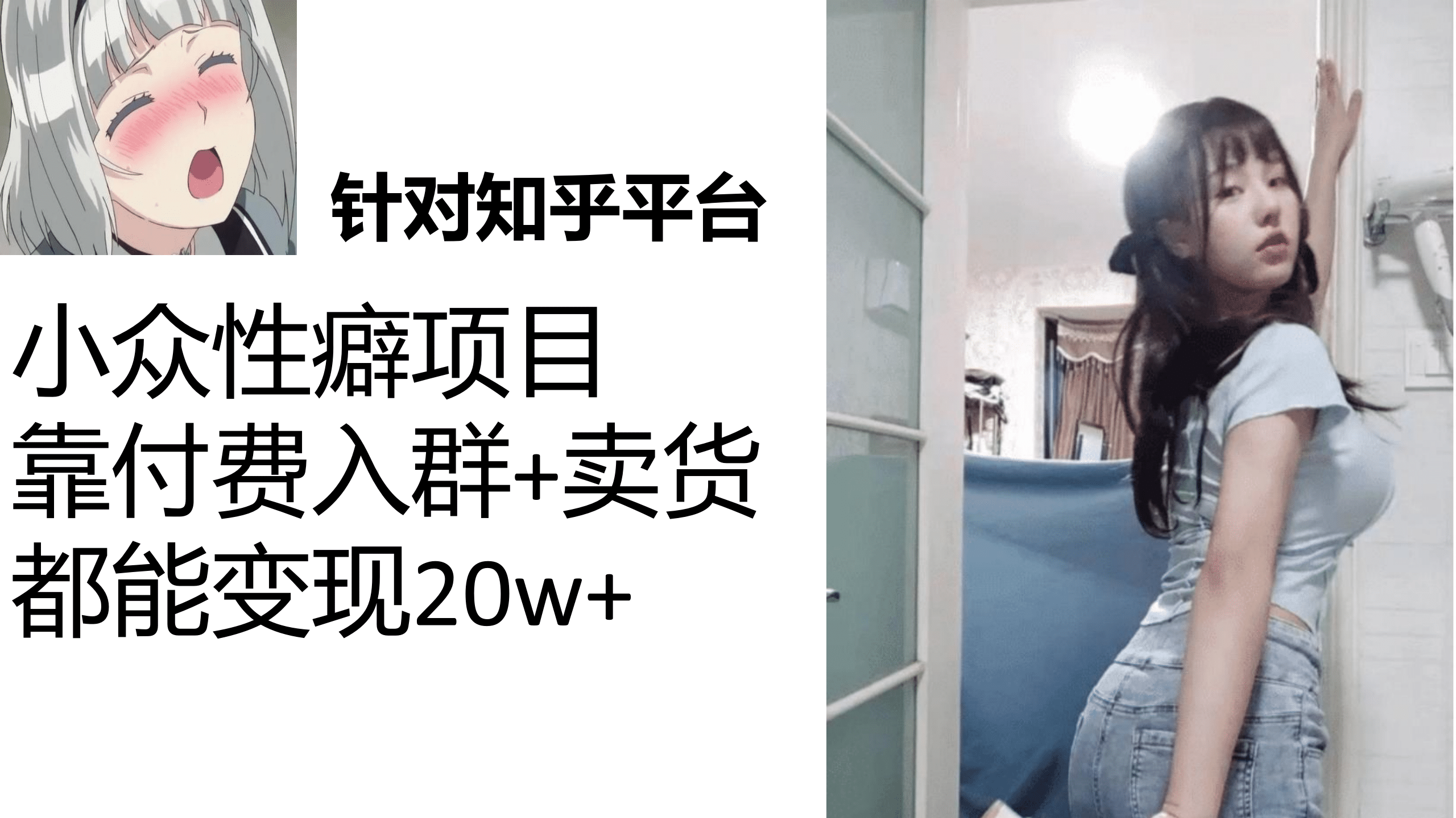 知乎小众性癖项目，Lsp的钱才是最好赚的，付费建群 卖货变现20w-知一项目网