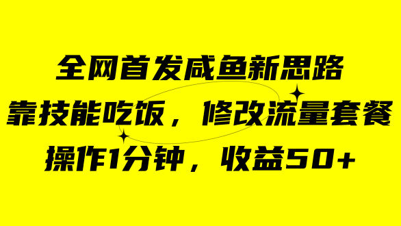 咸鱼冷门新玩法，靠“技能吃饭”，修改流量套餐，操作1分钟，收益50-知一项目网