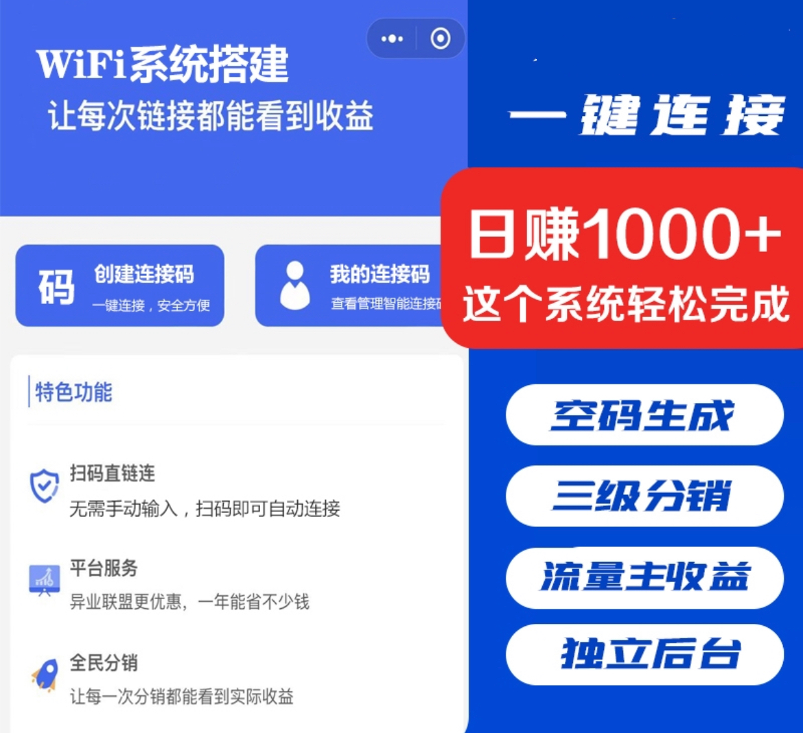 WiFi营销小程序共享WiFi门店一键免密码连接WiFi流量主分销小程序-知一项目网
