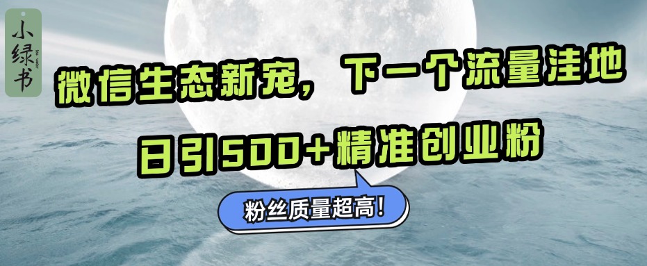 微信生态新宠小绿书：下一个流量洼地，粉丝质量超高，日引500+精准创业粉，-知一项目网