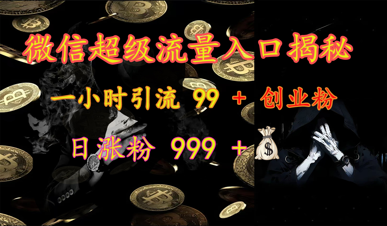 微信超级流量入口揭秘：一小时引流 99 + 创业粉，日涨粉 999 +【揭秘】-知一项目网