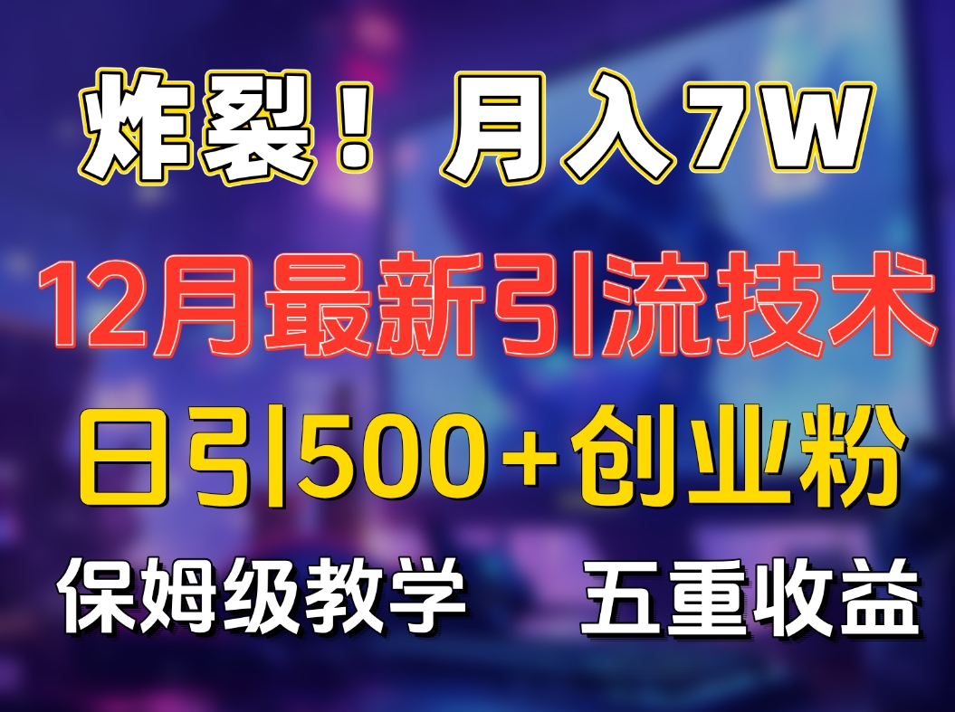 炸裂！月入7W+揭秘12月最新日引流500+精准创业粉，多重收益保姆级教学-白马科技