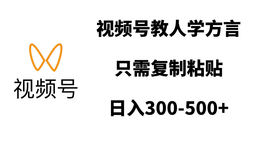 视频号教人学方言，只需复制粘贴，日入300-500+-知一项目网