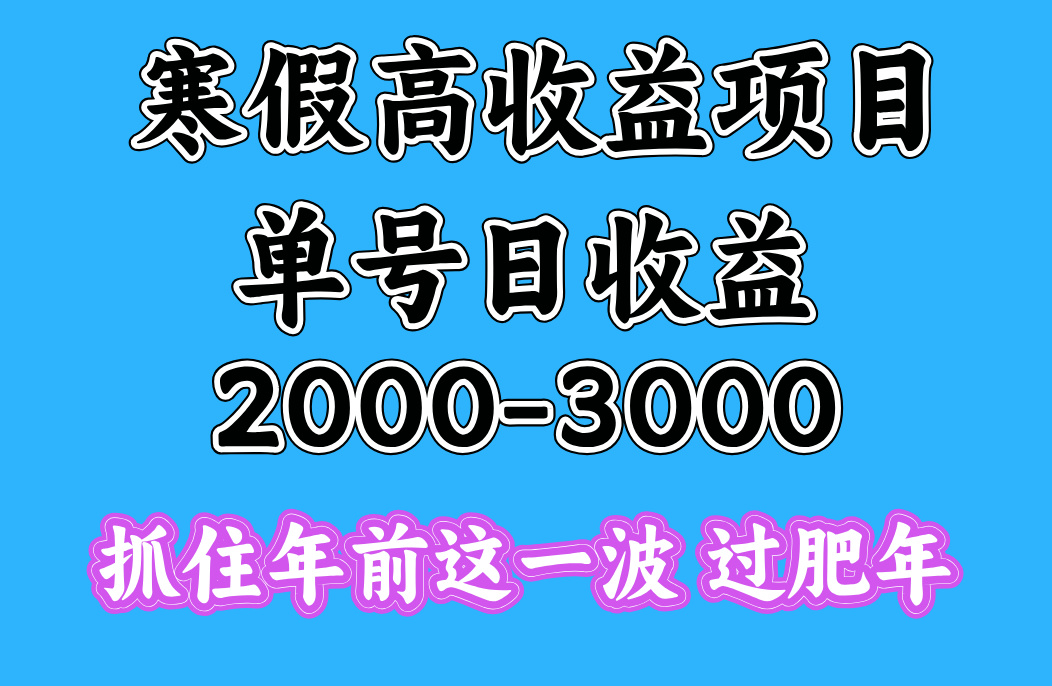 寒假期间一天收益2000-3000+，抓住年前这一波-知一项目网