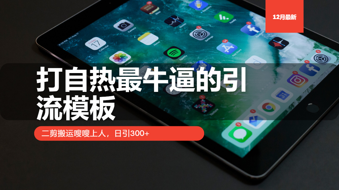 打自热最牛逼的引流模板，日引300+，二剪搬运嗖嗖上人-知一项目网