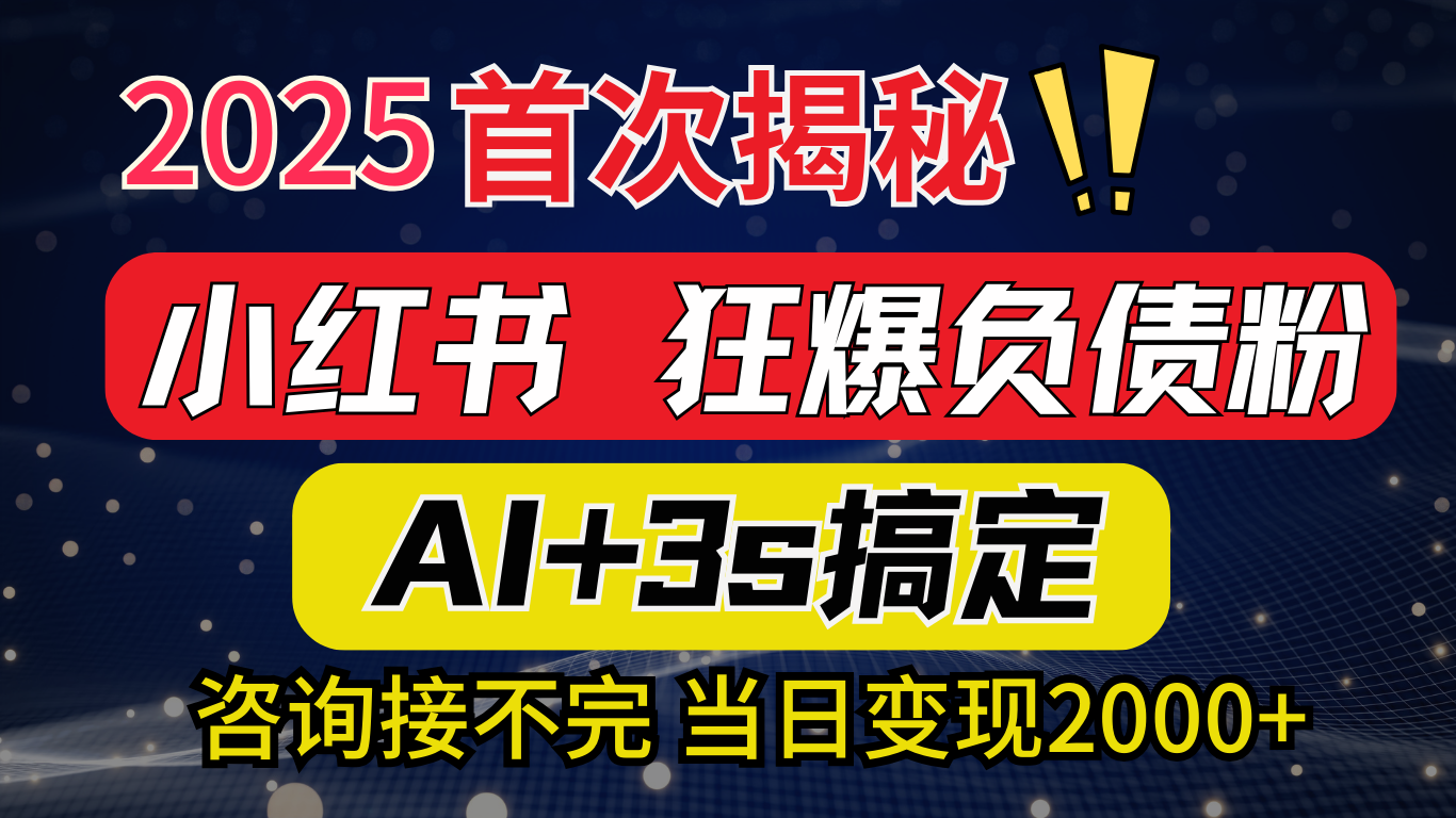2025引流天花板：最新小红书狂暴负债粉思路，咨询接不断，当日入2000+-知一项目网