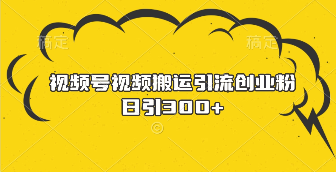 视频号视频搬运引流创业粉，日引300+-知一项目网