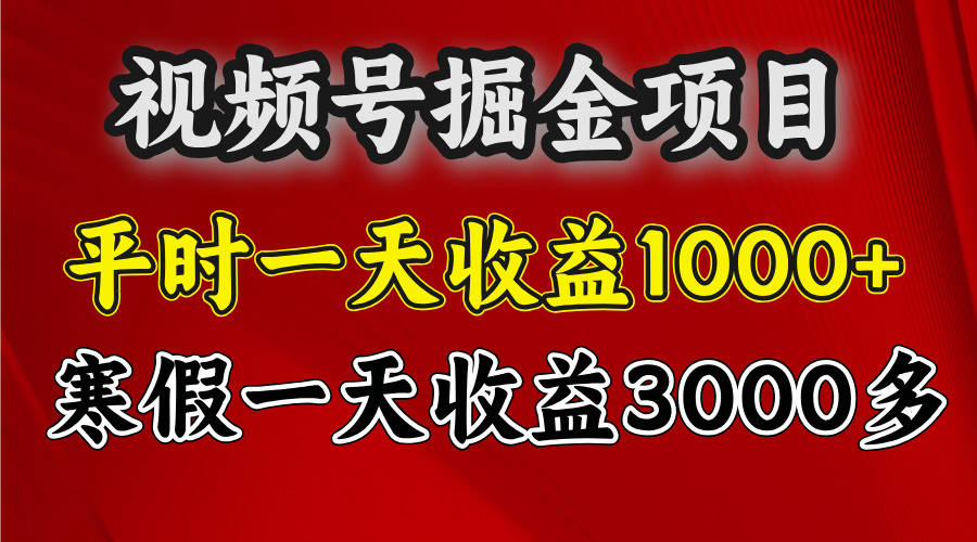 视频号掘金项目，寒假一天收益3000多-知一项目网
