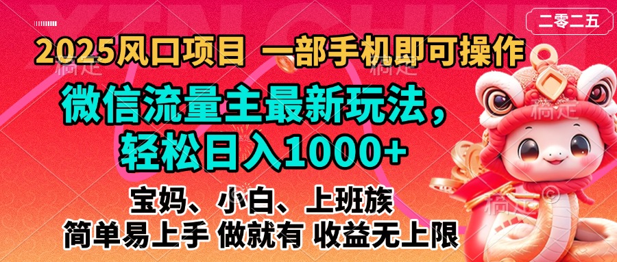 2025蓝海风口项目，微信流量主最新玩法，轻松日入1000+，简单易上手，做就有 收益无上限-知一项目网