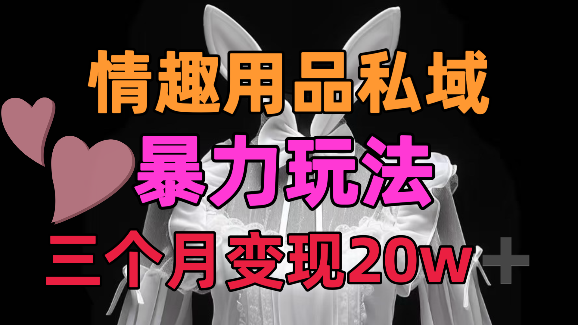 情趣用品私域，25年最新暴力玩法，三个月变现20w➕-知一项目网