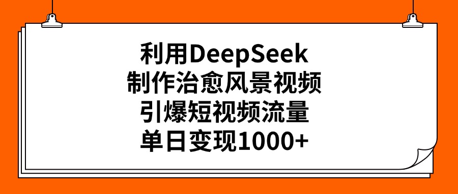 利用DeepSeek制作治愈风景视频，引爆短视频流量，单日变现1000+-知一项目网