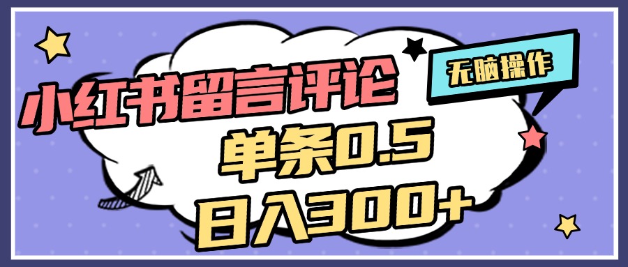 2025最新小红书评论单条0.5元，日入300＋，无上限，详细操作流程-知一项目网