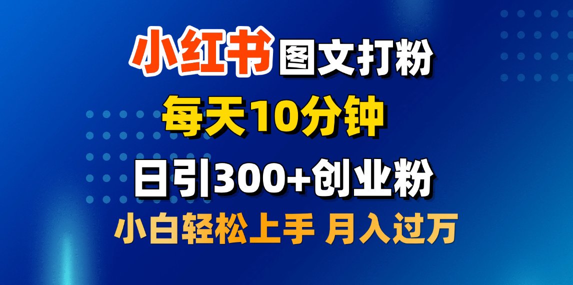 2月小红书图文打粉，每天10分钟，日引300+创业粉，小白轻松月入过万-知一项目网