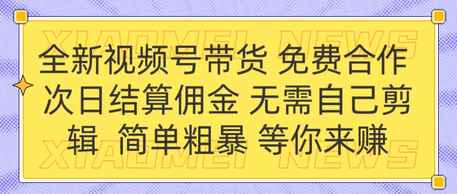 全新视频号 免费合作 佣金次日结算 无需自己剪辑-白马科技