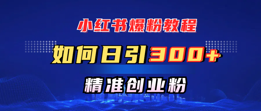 小红书爆粉教程，如何日引300+创业粉，快速实现精准变现！-知一项目网
