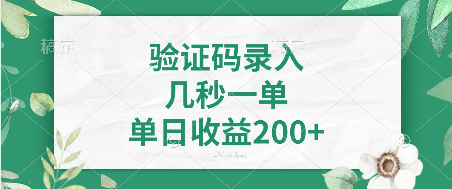 验证码录入，几秒一单，单日收益200+-知一项目网