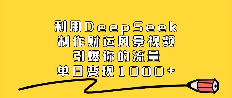 利用DeepSeek制作财运风景视频，引爆你的流量，单日变现1000+-知一项目网