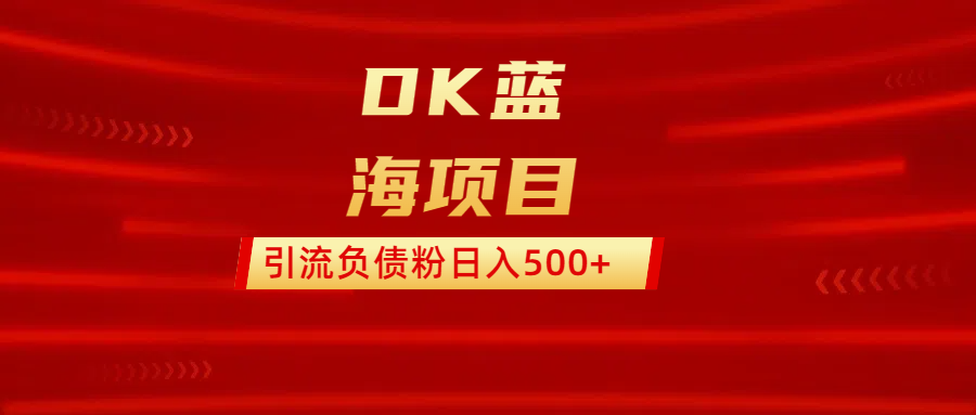 DK蓝海项目  通过，抖音，快手，小红书，引流负债粉日入500+-知一项目网