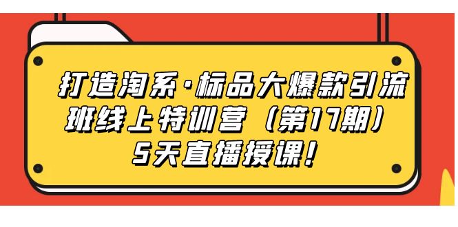 打造淘系·标品大爆款引流班线上特训营5天直播授课！-白马科技