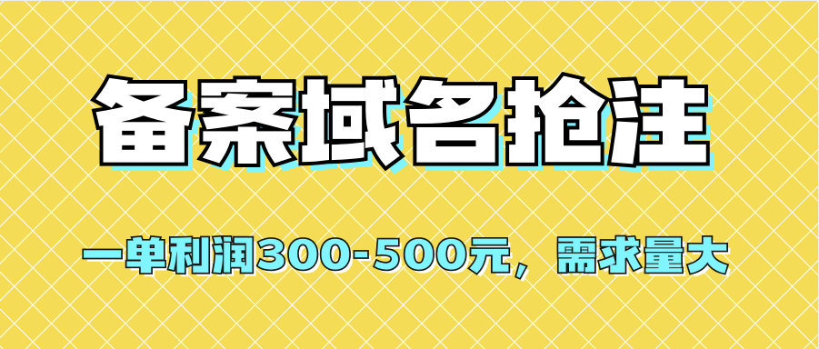 【全网首发】备案域名抢注，一单利润300-500元，需求量大-白马科技