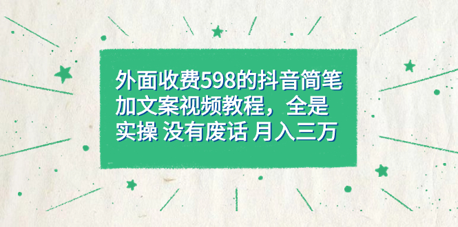 外面收费598抖音简笔加文案教程，全是实操 没有废话 月入三万（教程 资料）-白马科技