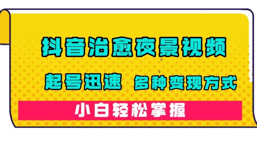 抖音治愈系夜景视频，起号迅速，多种变现方式，小白轻松掌握（附120G素材）-白马科技