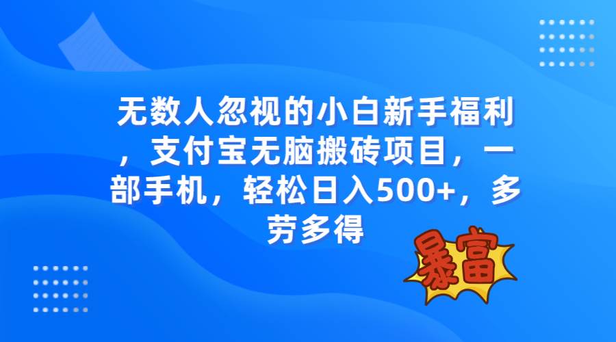 无数人忽视的项目，支付宝无脑搬砖项目，一部手机即可操作，轻松日入500-白马科技