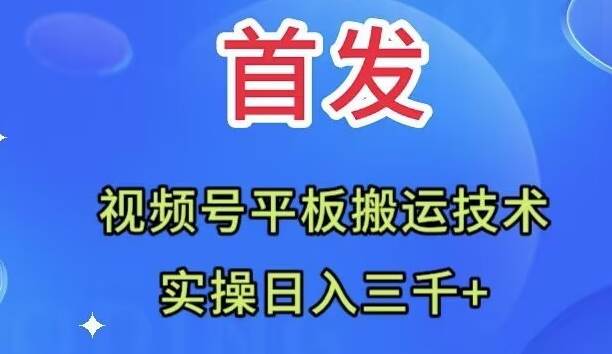 全网首发：视频号平板搬运技术，实操日入三千＋-白马科技