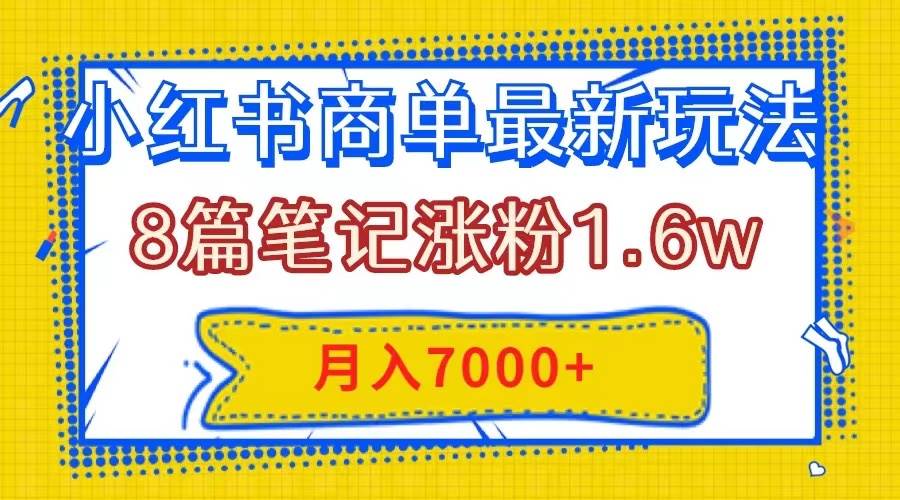 小红书商单最新玩法，8篇笔记涨粉1.6w，几分钟一个笔记，月入7000-白马科技