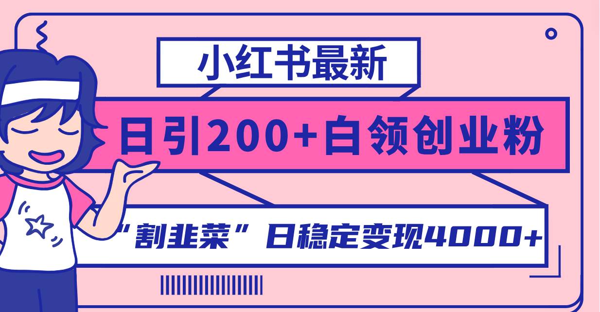 小红书最新日引200 创业粉”割韭菜“日稳定变现4000 实操教程！-白马科技
