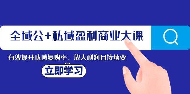 全域公 私域盈利商业大课，有效提升私域复购率，放大利润且持续变现-白马科技