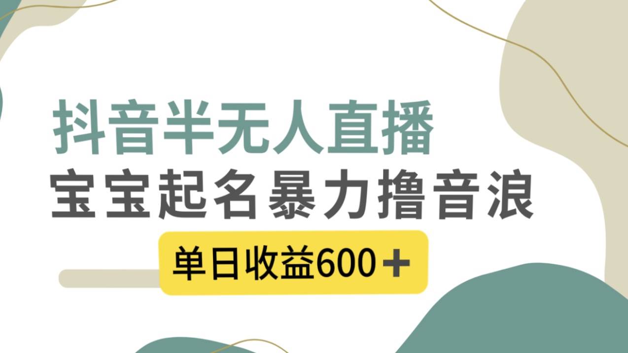 抖音半无人直播，宝宝起名，暴力撸音浪，单日收益600-知一项目网