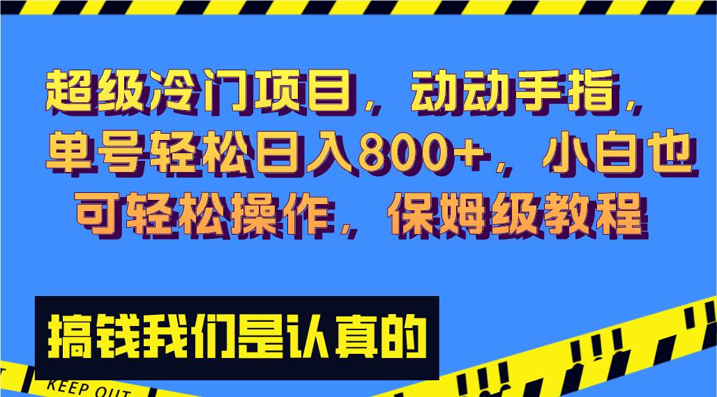 超级冷门项目,动动手指，单号轻松日入800 ，小白也可轻松操作，保姆级教程-知一项目网