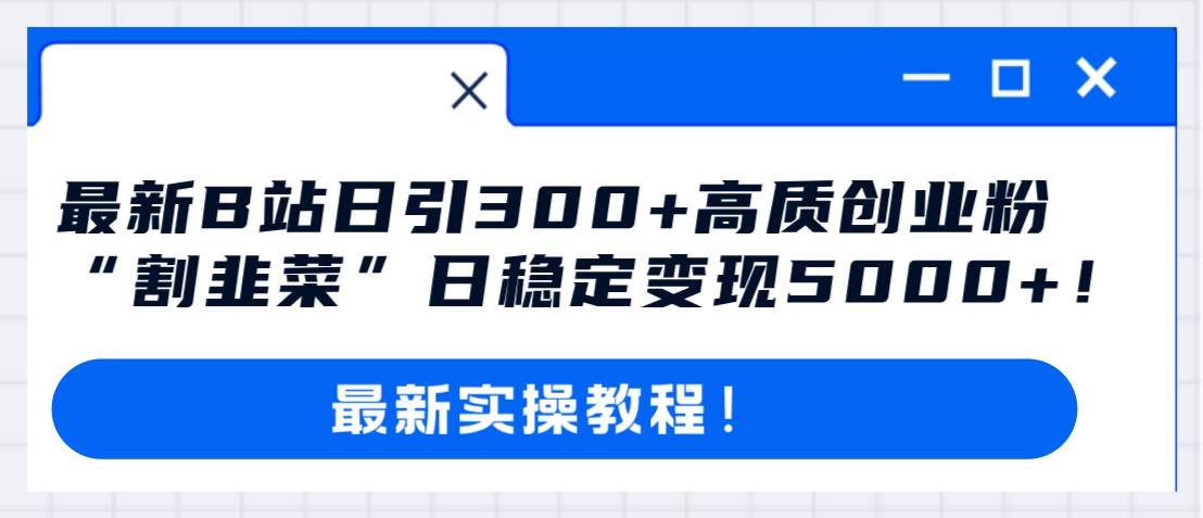 最新B站日引300 高质创业粉教程！“割韭菜”日稳定变现5000 ！-白马科技